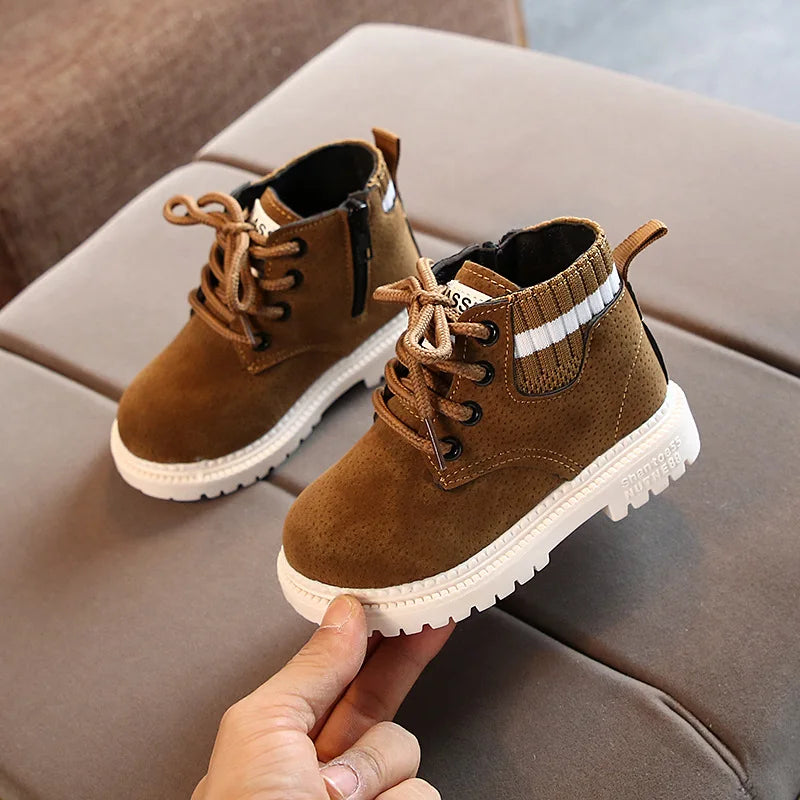 New Children's Casual Shoes Autumn Winter Kids Fashion Boots Leather Boys Girls Shoes Soft Antislip Sport Running Snow Boots