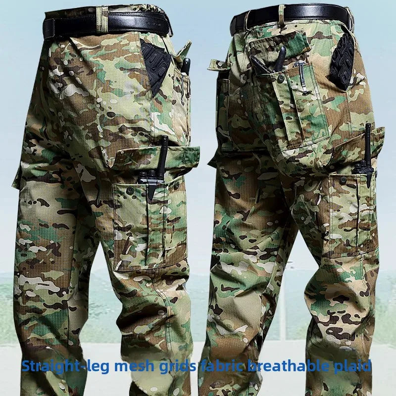 Water-Resistant Tactical Work Pants for Men Multiple Pockets Outdoor Military Fans Casual Pants Spring Autumn American Style