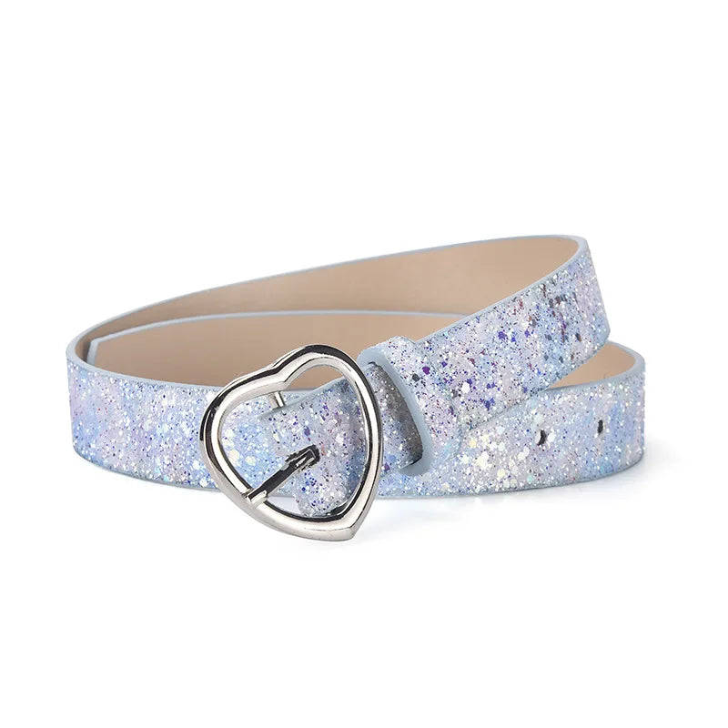 Children Faux Leather Belt Cute Heart Buckle Waist Belts Kids Shiny Waistband For Jeans Pants Dress Decorate New Fashion