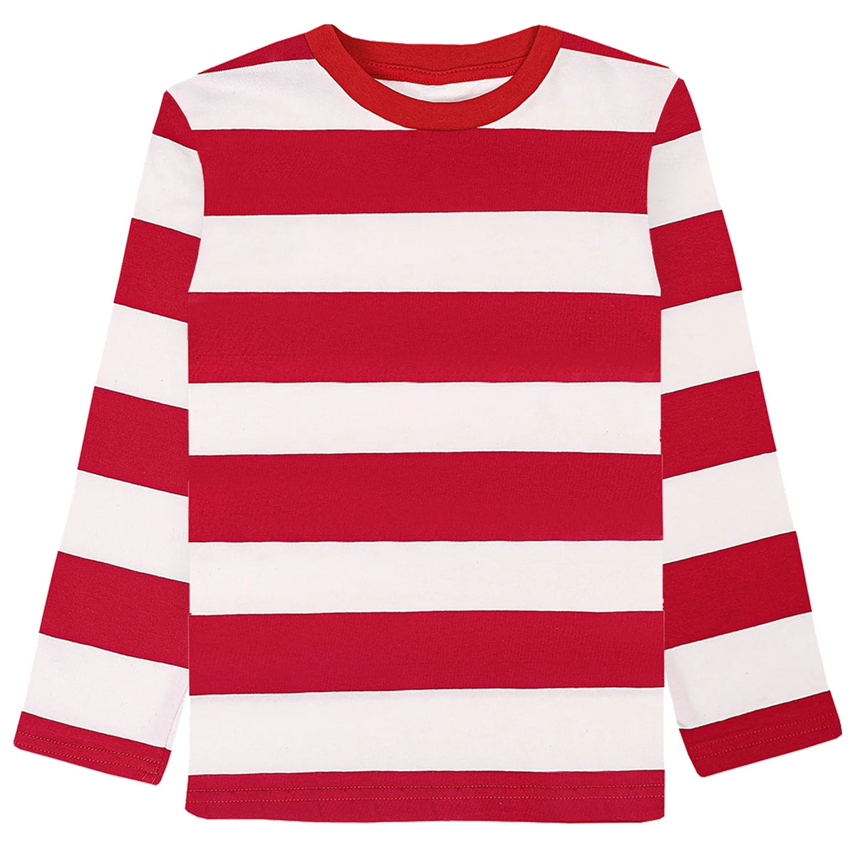 Kids Red and White Striped Shirts Boys Girls Halloween Cosplay Costumes Toddler Christmas Long Sleeve Casual Cotton T Shirts