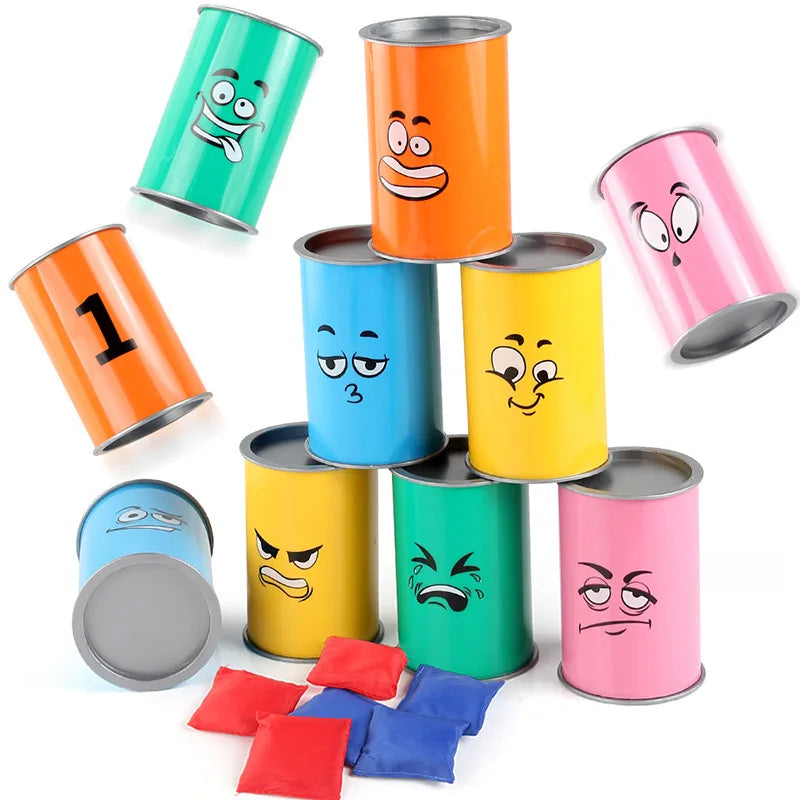 Children's Can Throwing Knockdown Game Set Indoor And Outdoor Sandbag Throwing Sports Toys for Kids