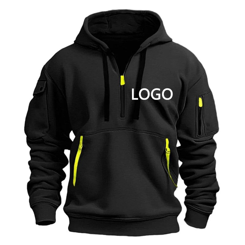 Customized Shoulder Drop Hoodies Men Leisure Sport Multi Zipper Arm Pocket Loose Sweatshirts Women Fashion Hoody Jacket Pullover