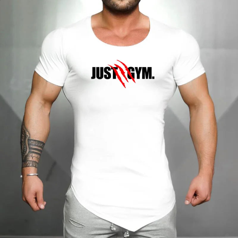 Mens Running Sport  Short Sleeve T-Shirts Summer Cotton Breathable Slim Fit Sportswear Gym Bodybuilding Fitness Muscle Shirts