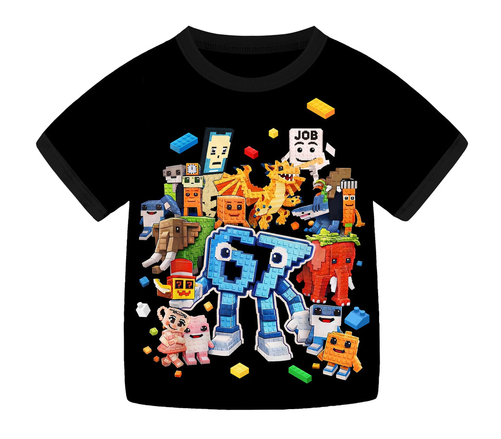 Boys Italian Brainrot 2pcs Pyjamas Set Clothes Tracksuit Kids Summer Short Sleeve Pajamas Meme Girls Six Seven Tshirt Pjs Set