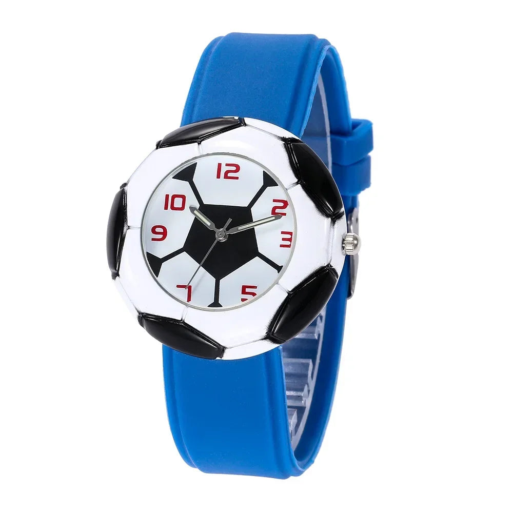 Children Football Cartoon Children Watch For Girls Rubber Kids Watches Boys Silicone Strap Analog WristWatch