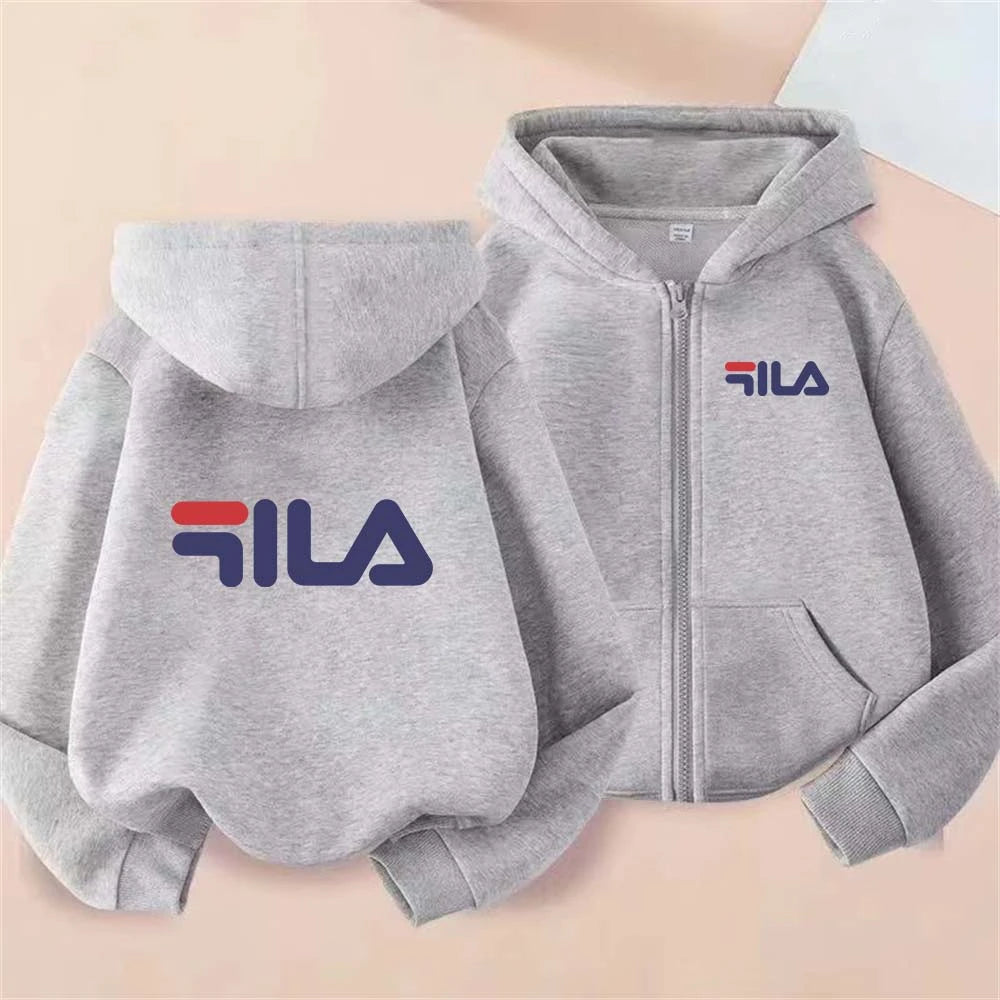 Kids Trend Letter Print Spring Autumn Simple Casual Zipper Hooded Sweatershirts 2-13 Years Boys Girls Streetwear Top Clothes