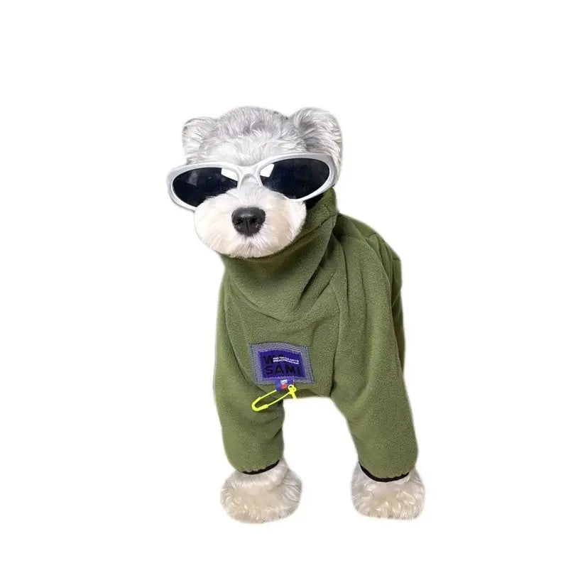 Pet Four Leg Clothes Autumn/Winter High Collar Jumpsuit Teddy Pomeranian Plush Dog Clothing Small Dog Puppy Clothes