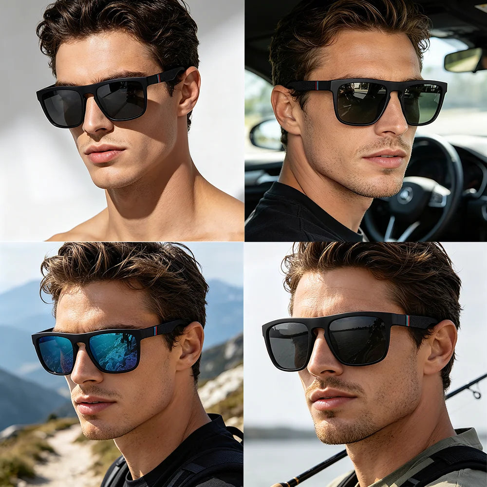 Polarized Sunglasses for Men Women Luxury Square Frame UV400 Driving Fishing Cycling Walking Beach Outdoor Sports Sun Glasses
