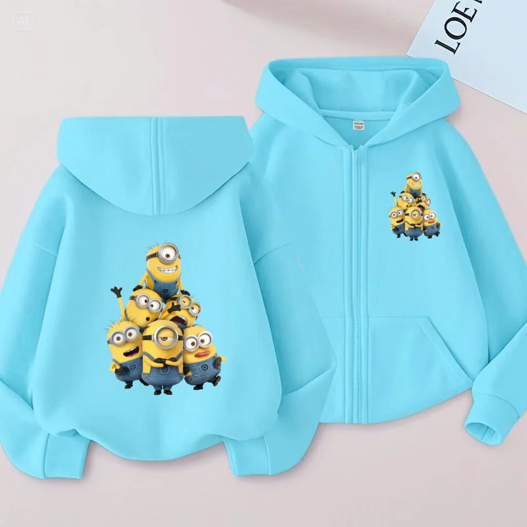 Kids Cardigan Fall Winter Sweatshirt Zipper Style Girl Boy 3-12Yrs Hoodie Popular Anime Print Sports Casual Coat Fashion Clothes
