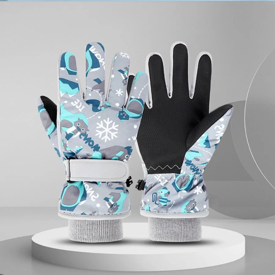 Kids Ski Gloves Winter Snow Waterproof Warm Thermal Cartoon Gloves for Boys Girls Toddler for Snowboarding Playing in Snow