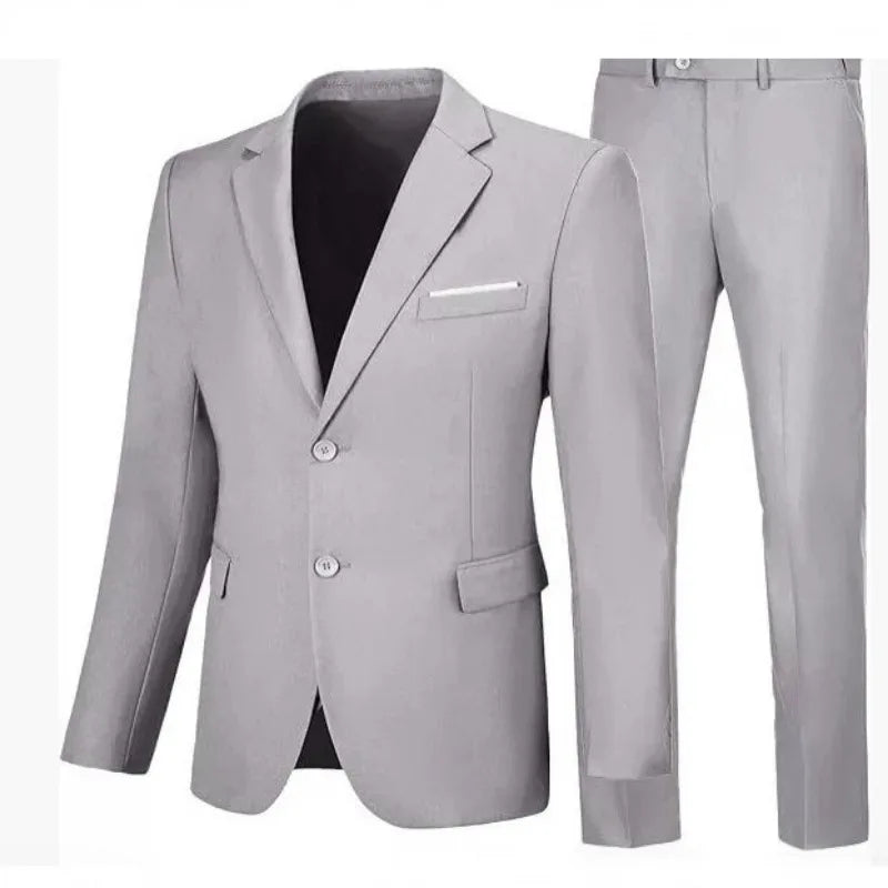 Men's Suit Fake Pocket Suit Casual Suit Trousers Two-piece Wedding Dinner Suit Jacket