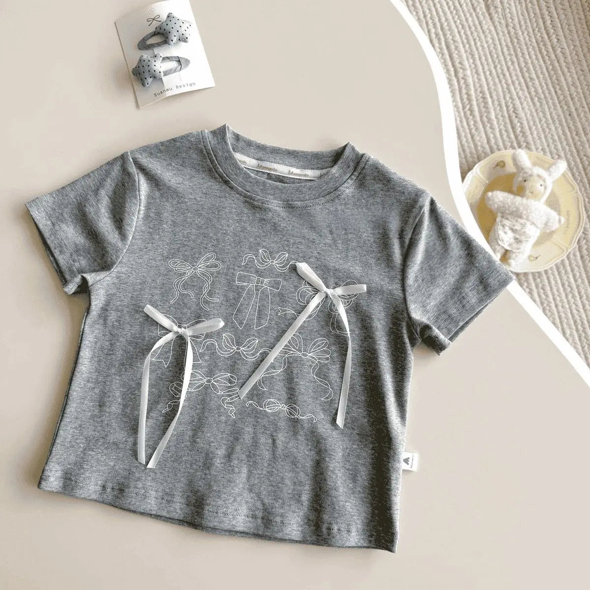 2026 New Summer Kids T Shirts 2-7T Cute Cartoon Printed Baby Girls Short Sleeve Tee Versatile Children Clothes Cotton Tops