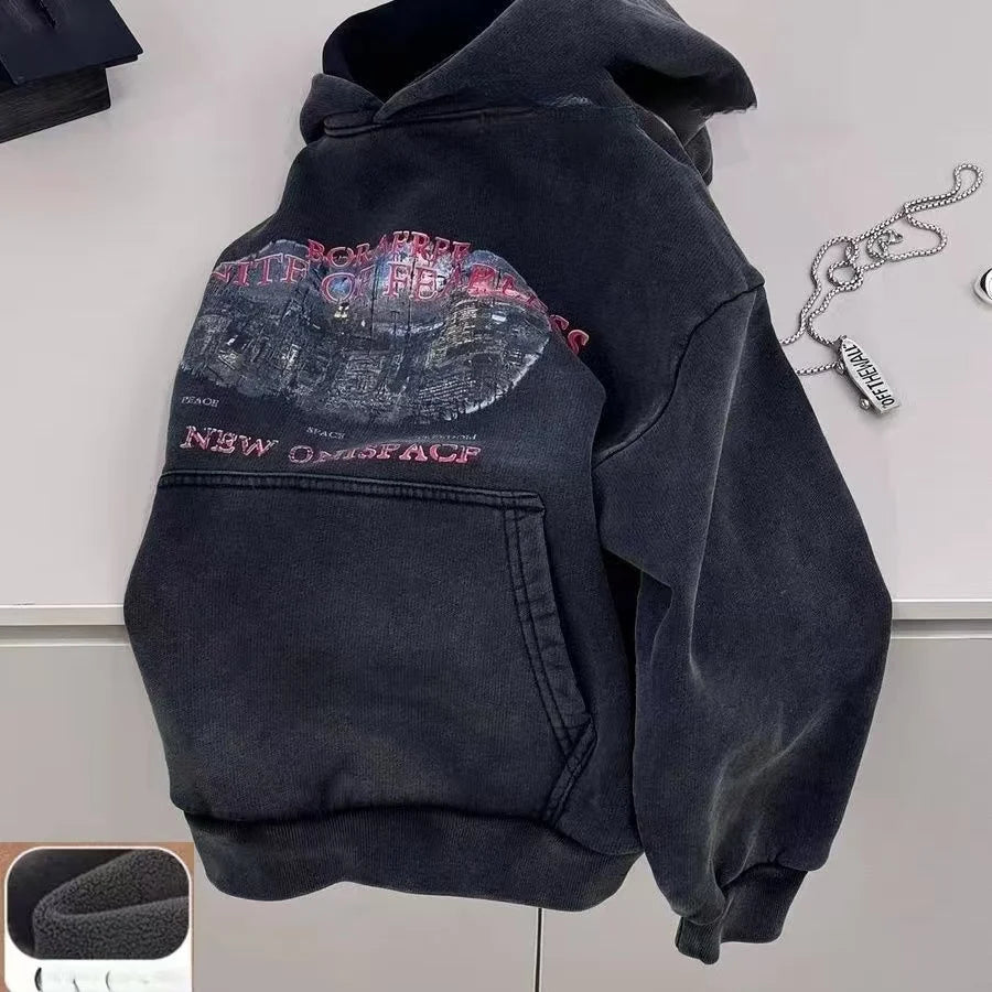 Boys Hooded Sweater Autumn New Children's Retro Trendy Casual Jumper Boys Loose Top 2025