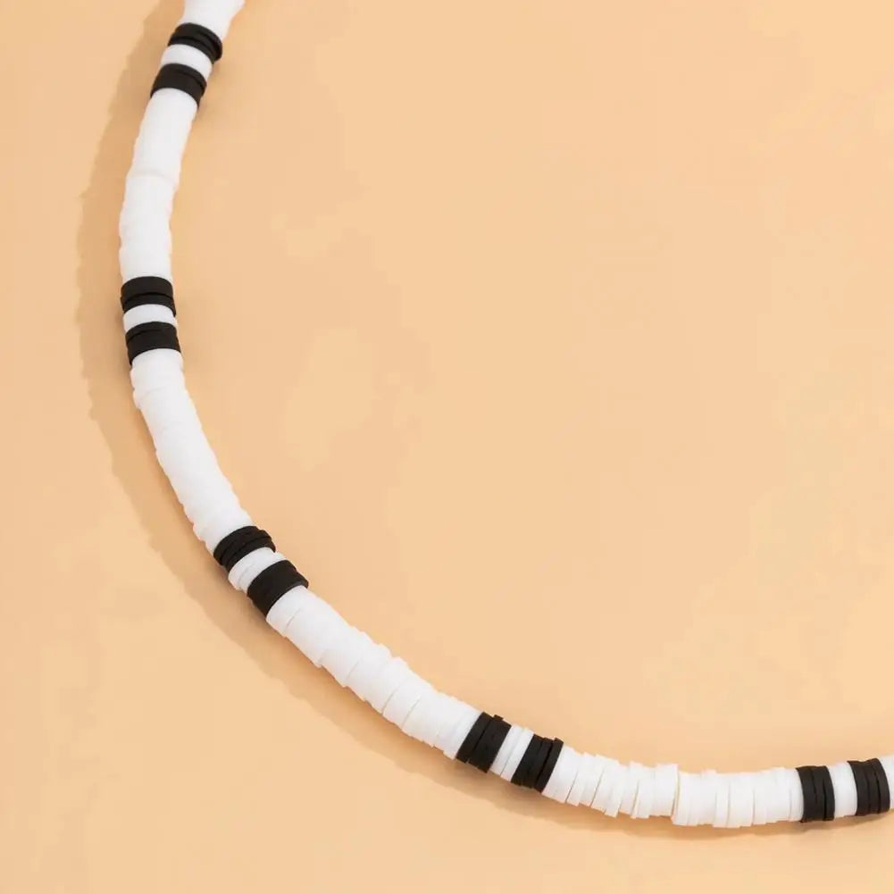 Men Necklace Black White Bicolor Retro Beaded Casual Bohemia Clavicle Necklace Fashion Jewelry For Neck Collar Trendy Girl Gift