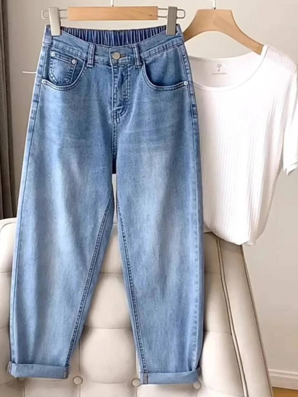 Summer New Sle Thin Large Size Women's Jeans Loose Covering Meat Harlan Pants Trendy Pear ape Body Fat Sister MM