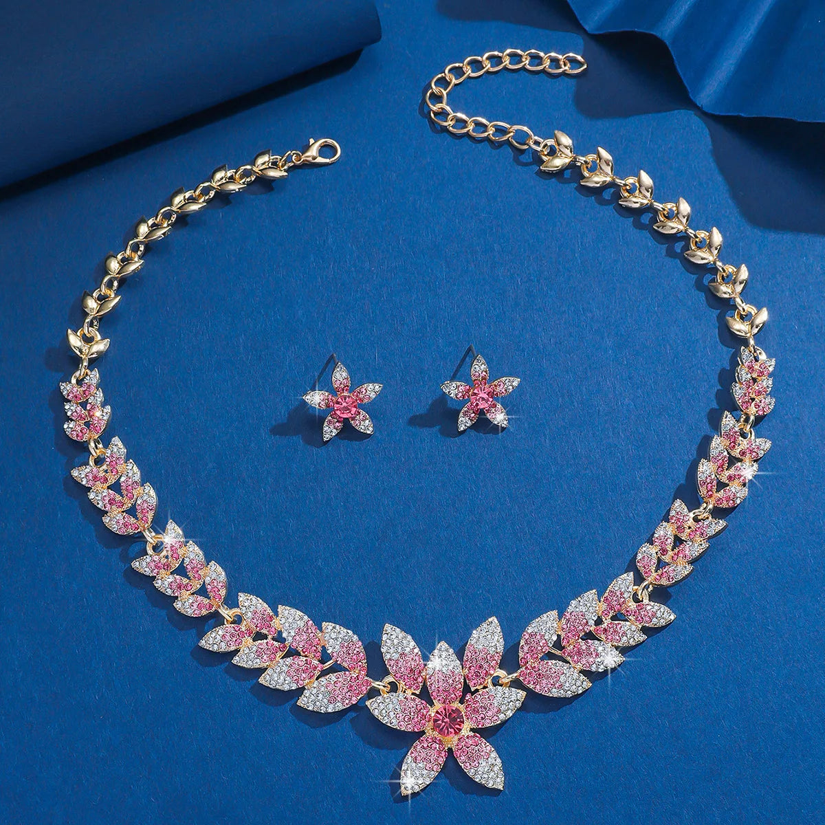Women's Euro USA Fashion Brides Jewelry Set, Full-Diamond Necklace & Earrings, Elegant Jewelry for Wedding Ceremonies & Party