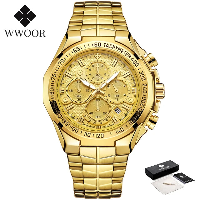 Relogio Masculino WWOOR Mens Watches 2026 Top Brand Luxury Wrist Watches For Men Gold Big Golden Male Chronograph Wristwatch Man