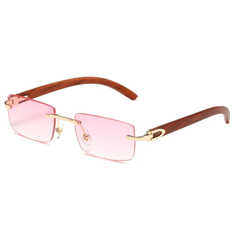 Sunglasses for Men 2026 Rimless Rectangle UV400 PC Frame Blue Lightweight Comfortable Vintage Shades HD Anti-glare Outdoor