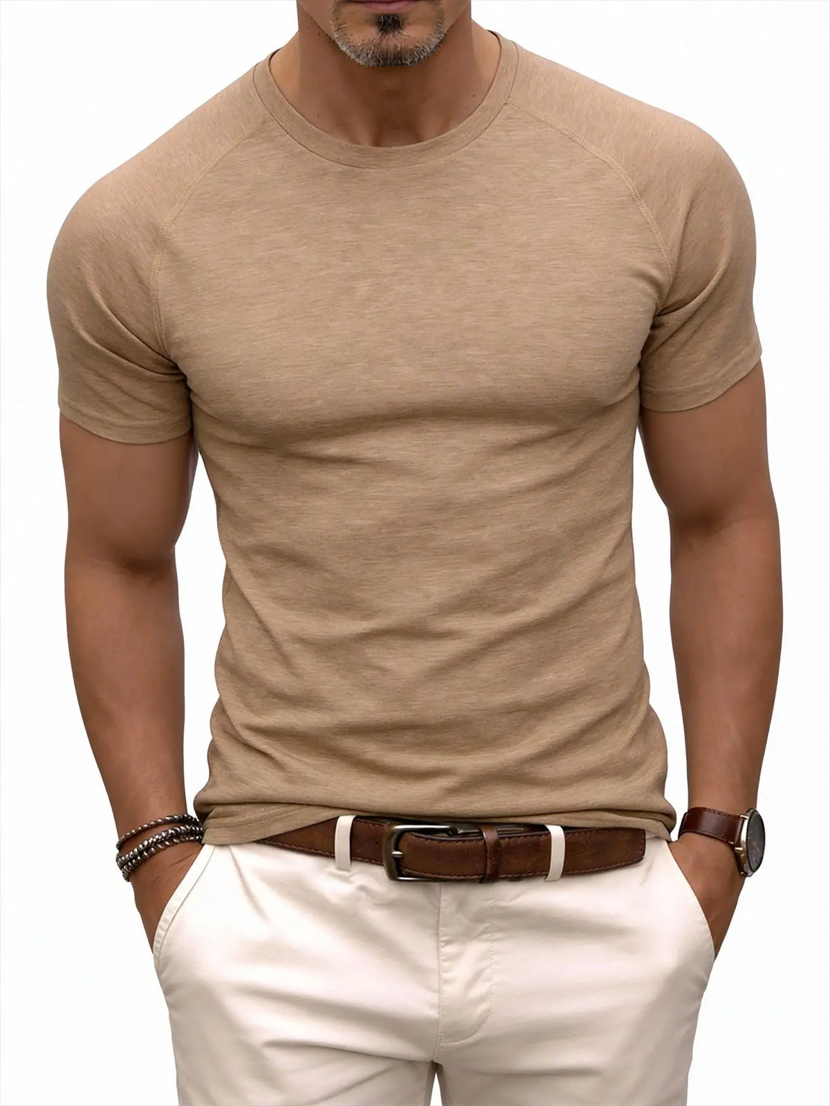 Men's Fitness Sports T-Shirt for Training, Showing Muscles, Loose Fit, Suitable for Summer Fashion and Casual Running.