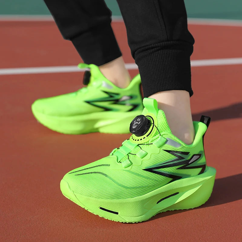 Children‘s Basketball Shoes Non-slip Breathable Sports Training Shoes Outdoor Lace-up Boys Girls Knit Jogging Shoes Gym Sneakers