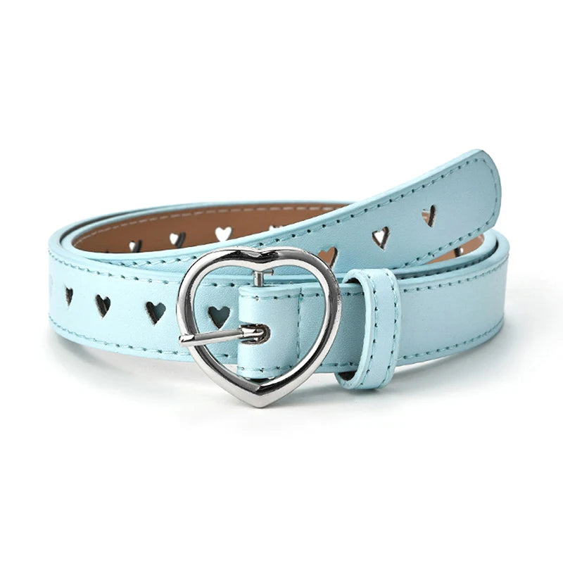 Children Faux Leather Belt Kids Cute Peach Heart Buckle Belts Girls Waist Belt