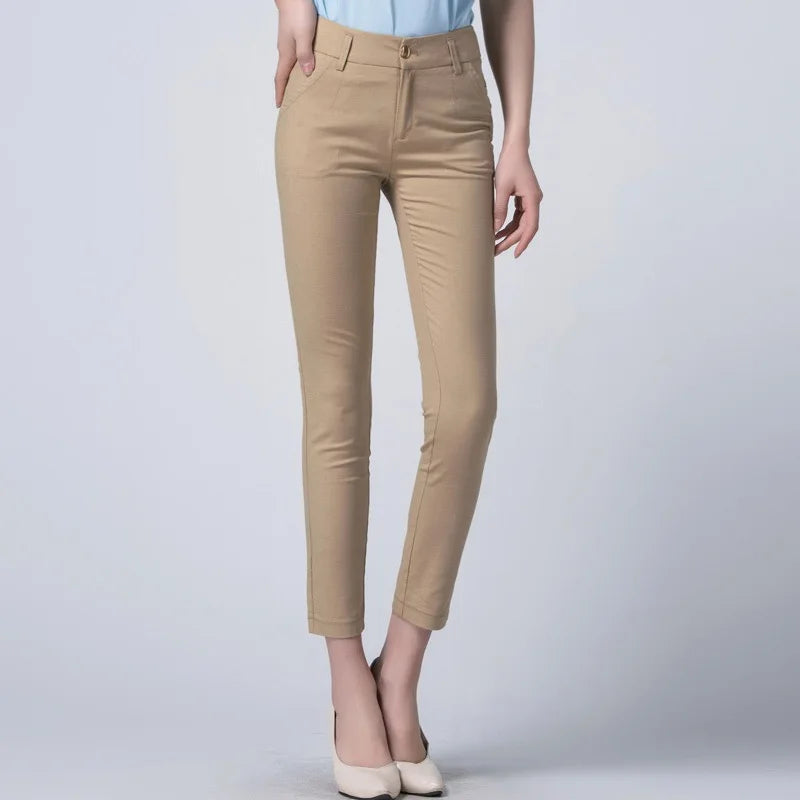 Women's Ol Pencil Ankle-length Pants Oversized 4xl Slim Candy Colors Pantalones Summer Mid Waist 90cm Trousers Suits Spodnie