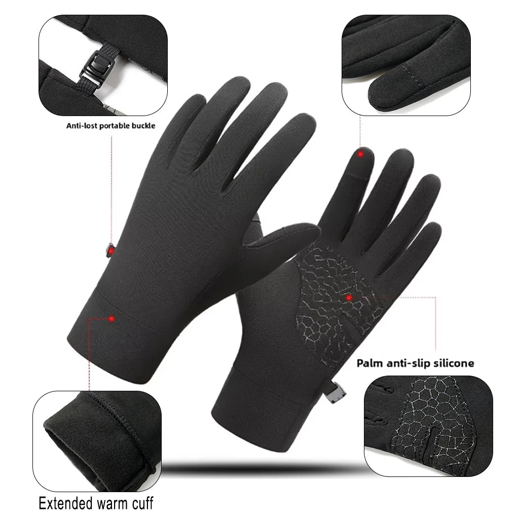 Kids Winter Touch Screen Gloves, Anti-Slip Silicone Palm Stretch Thermal Cycling Running Gloves for Boys Girls Age 6-12
