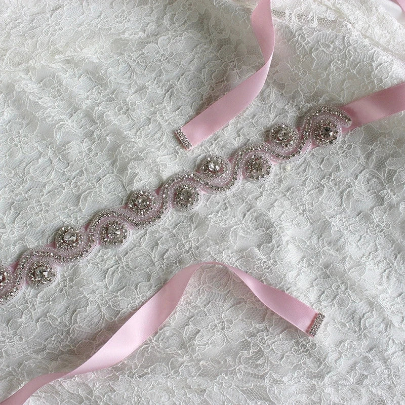 Elegant Wedding Belts for Women Accessories Bride Ribbon Rhinestone Dresses Belt or Ladies