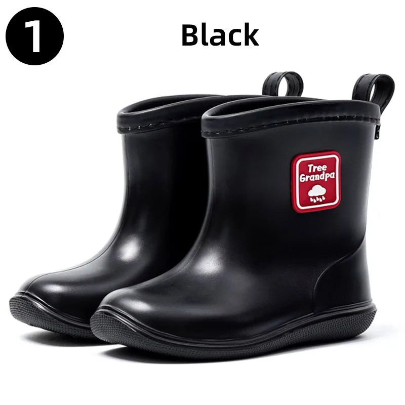 Toddler Rain Boots Baby Kids Easy-on Rubber Rain shoes Children Waterproof Shoes for Boys Girls Soft Toddler Rubber Shoes