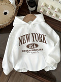 Casual Stylish Women'S Hoodie with Letter Print Long Sleeve Pullover with Kangaroo Pockets Comfortable Stylish Minimalist Design