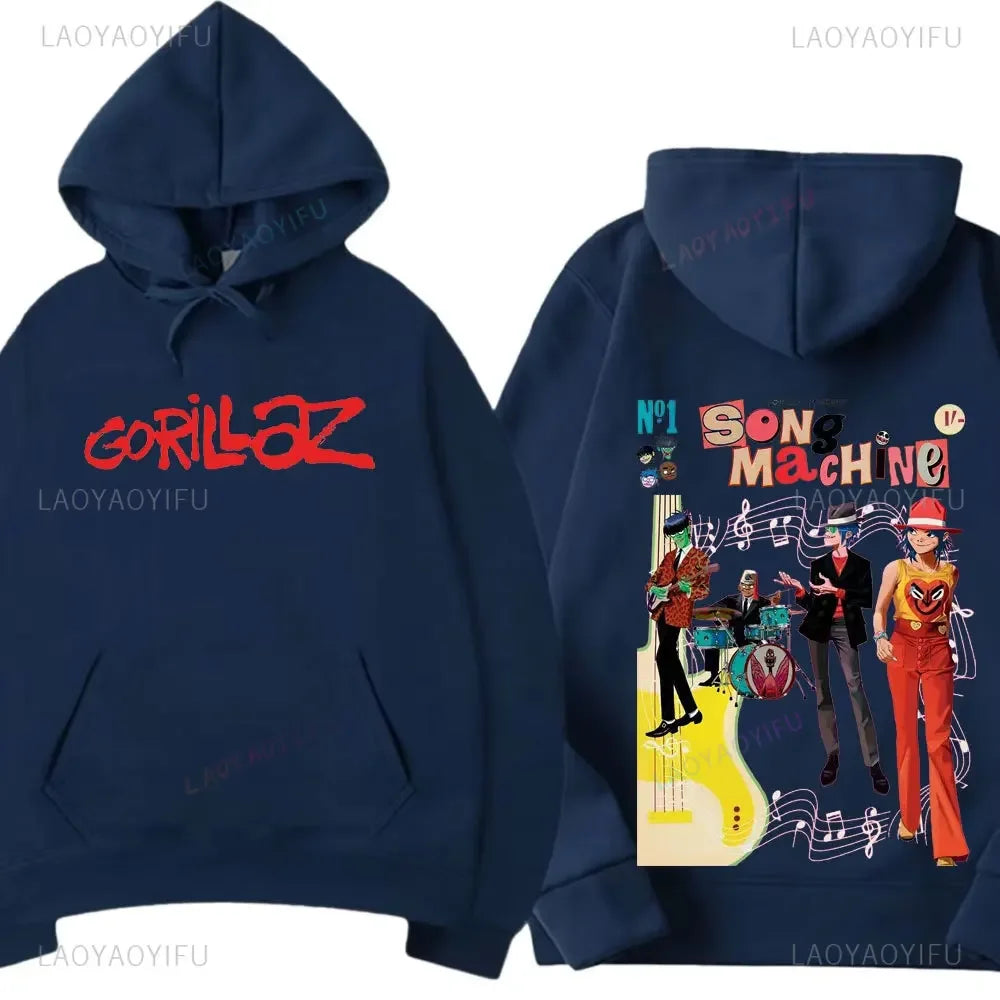 Funny Music Band Gorillaz Demon Days Hoodie Boy Crazy Hoodied Round Collar Long Sleeve T Shirts Clothing Casual Graphic Hoody