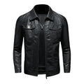 New Men's Leather Jackets Motorcycle Coats High Quality Slim Business PU Leather Tops Fashion Black Plush Warm Clothing for Men