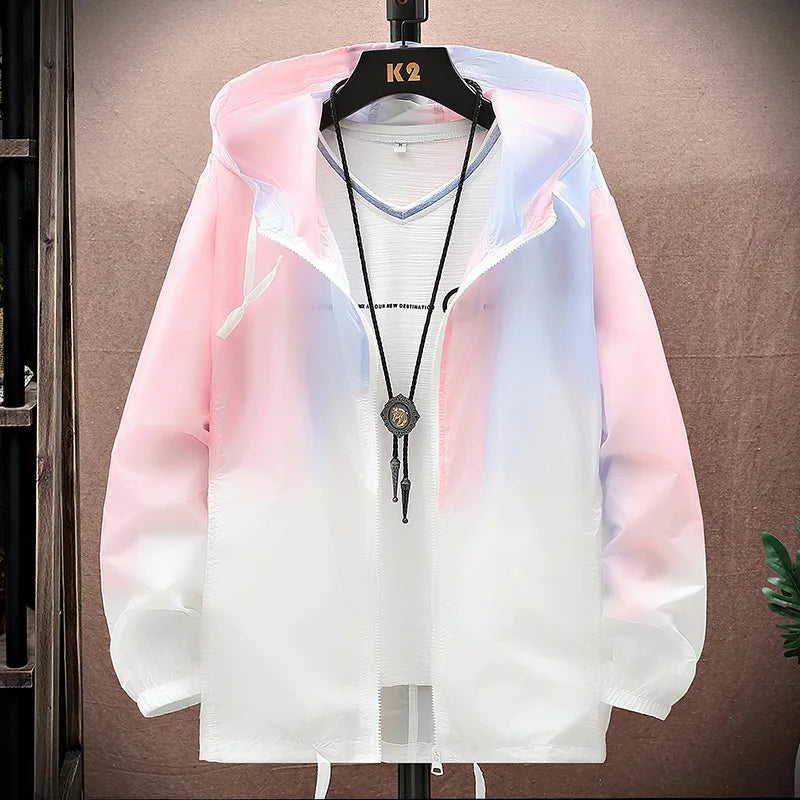 2026 Women Jacket Summer Gradient Y2K Hip hooded Light Thin Coats Windbreaker Woman Hooded Coat veste femme Jackets Clothes