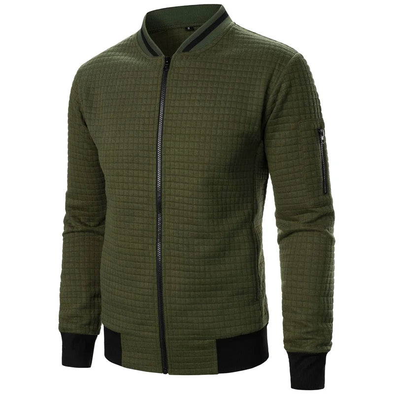 Men's Jackets Coats Casual Solid Autumn Jacket Men Zipper Cardigans Spring Long Sleeve O-neck Plaid Men's Coat Streetwear S-XXXL