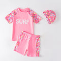 Kids Boy Swimsuit Cool Summer Children Board Shorts 3pieces Boys Swimwear Beach Surfing Girls Swimwear Bathing Suits with Hats