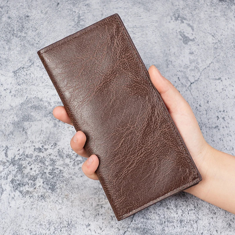 Men's wallets long ultra-thin youth multi-card leisure wallet card package Japanese and Korean students retro wallet.