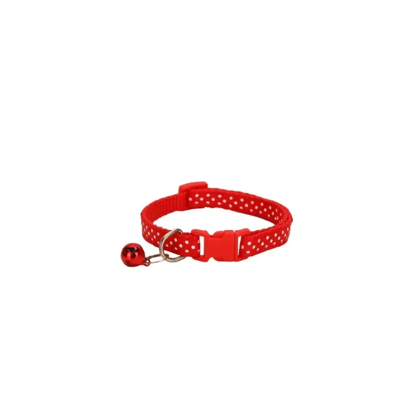 Pet Reflective Material Elastic Accessories Adjustable Security, Bell Dot Dog And Cat With Polka Dot Collar