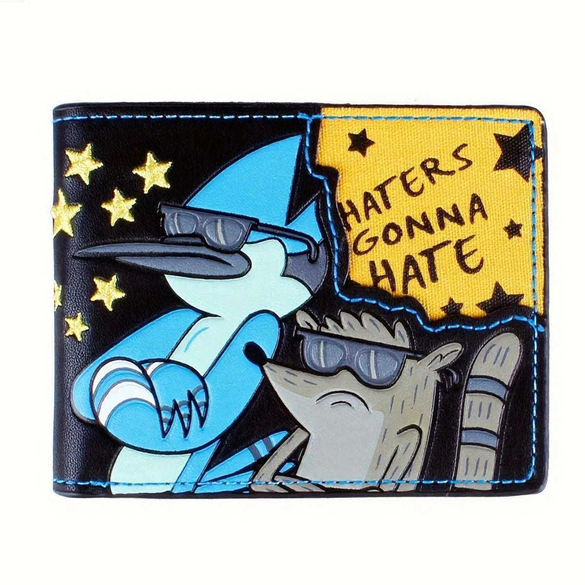 Cartoon Leather Wallet for Men |   Boy's Wallet |   "Those Who Hate Will Hate" Embroidery |   Ideal Choice for Holiday Gifts