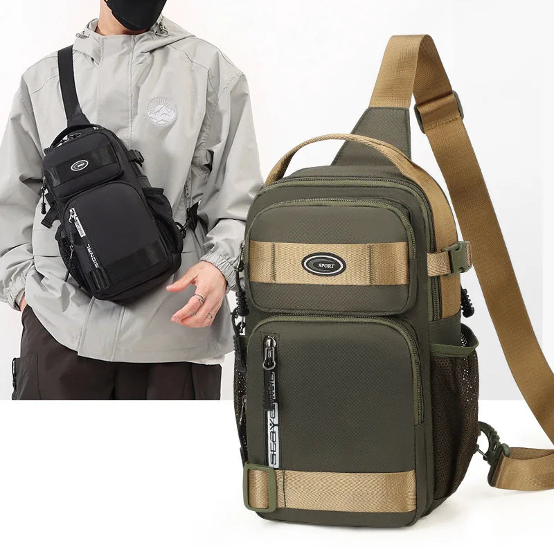 Men's Cycling Backpack, Men's Chest Bag, Casual Men's Shoulder Bag, Lightweight Large Capacity Crossbody Fishing Bag