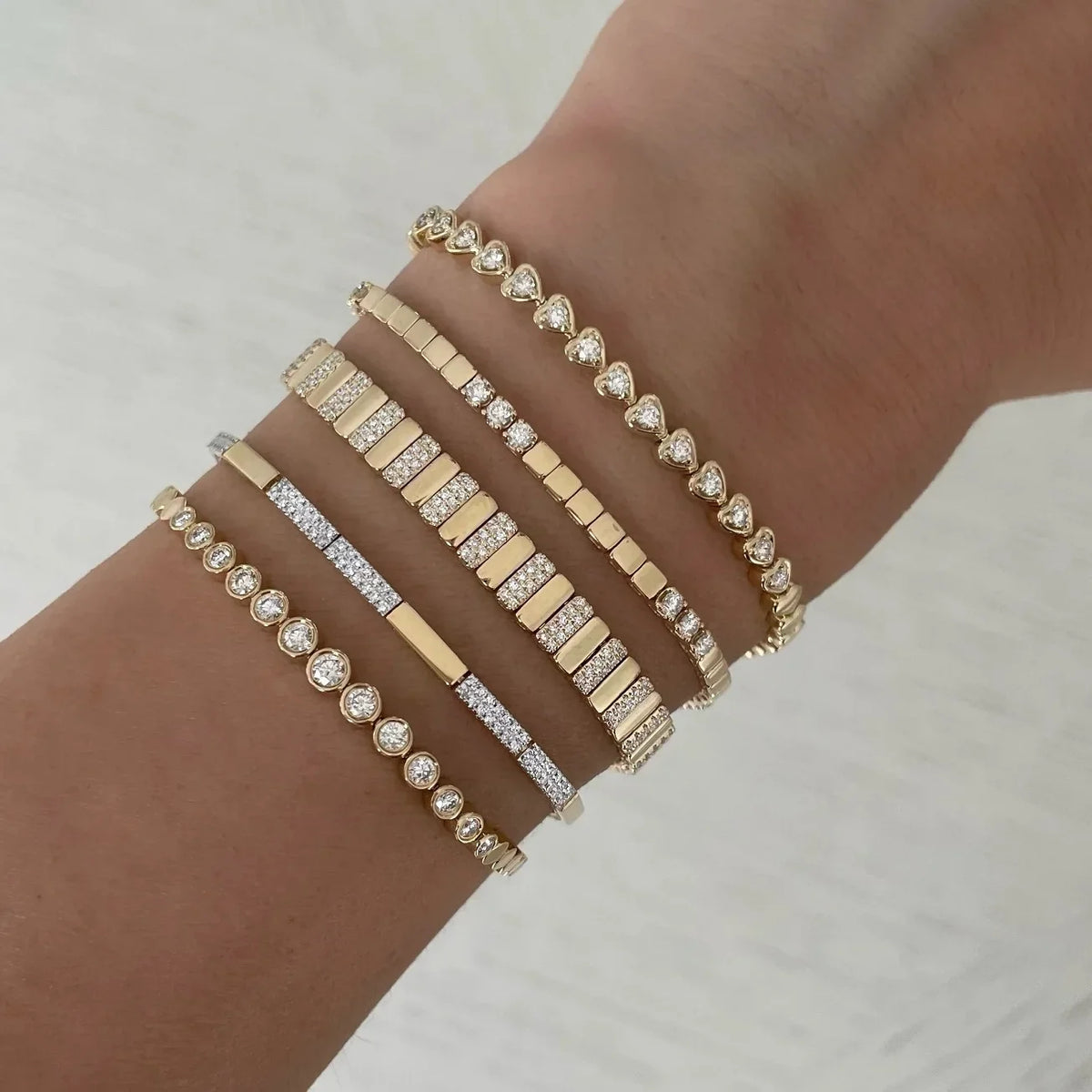 Gold Plated Fashion Women Jewelry Set Geometric Plain CZ Paved Bar Charm Link Chain Choker Necklace Bracelets