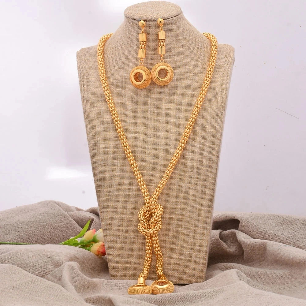 Women Jewelry Set Gold Plated High Quality Party African Bridal Flower Jewelry Set