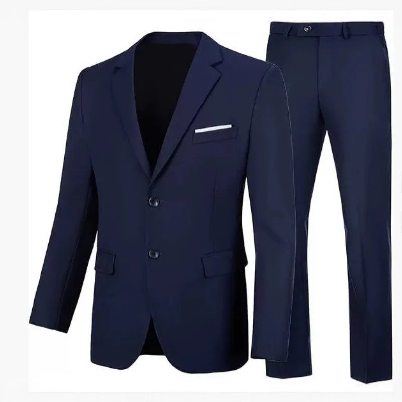 Men's Suit Fake Pocket Suit Casual Suit Trousers Two-piece Wedding Dinner Suit Jacket