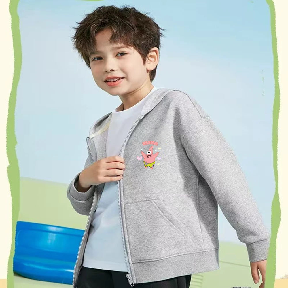 Hoodies Coat SpongeBob SquarePants Children gifts Zipper style Girls Boys Age 3-12 Kids Fashion black Pink fashion Sweatshirt