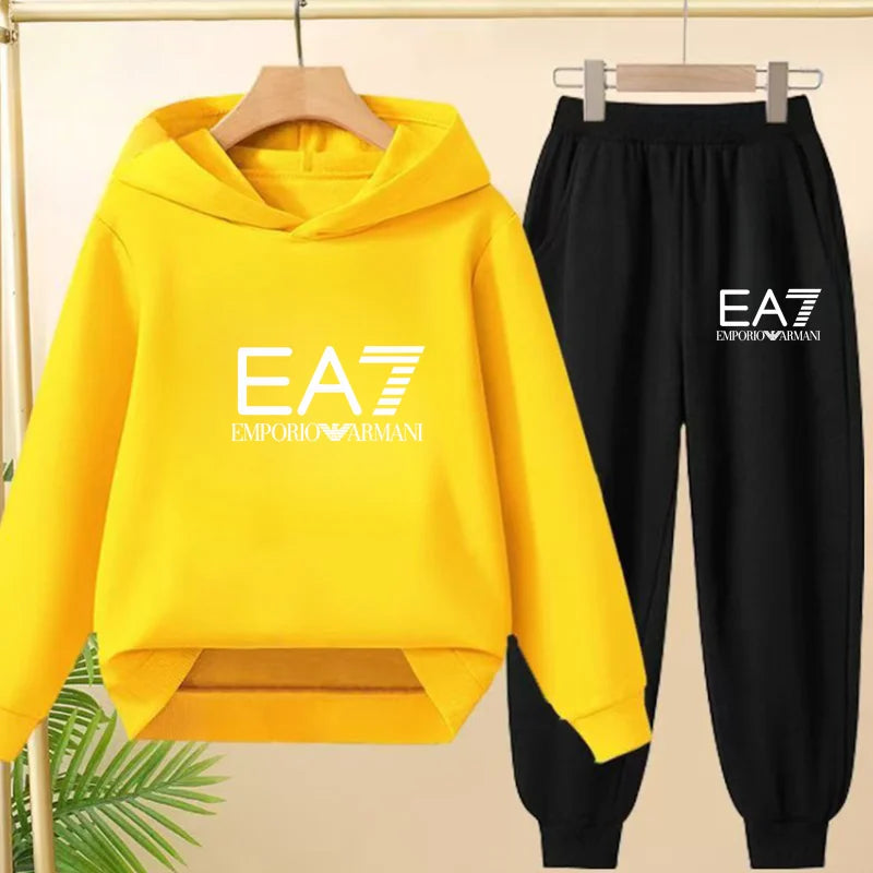 Kids Autumn Winter Hoodie  Letter Print Clothing Casual Top+Trousers 2PBoy Girl 3-12Yrs Child Gift Brand Sports Coat Jogging Set