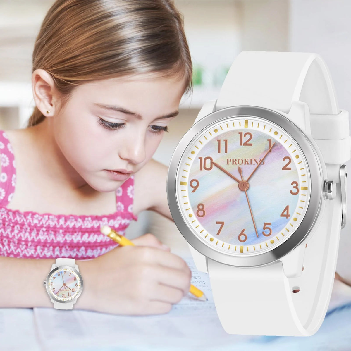 PROKING Kids Watch for Girls Boys Children Teens Analog for Kid 8-18 Years Old Learning Time and Easy to Read 50M Waterproof Wit