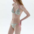 Retro Plaid Bikini Sweet Spicy Pure Desire Island Vaion Hot Spring Swimwear Women's Two-Piece e Swimsuit