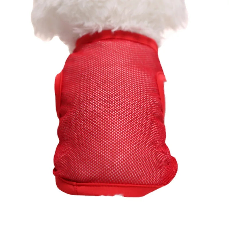 Pet Clothing with Large Mesh Breathable Spring/summer Vest Solid Color Cat and Dog Clothing Suitable for Indoor and Outdoor Use