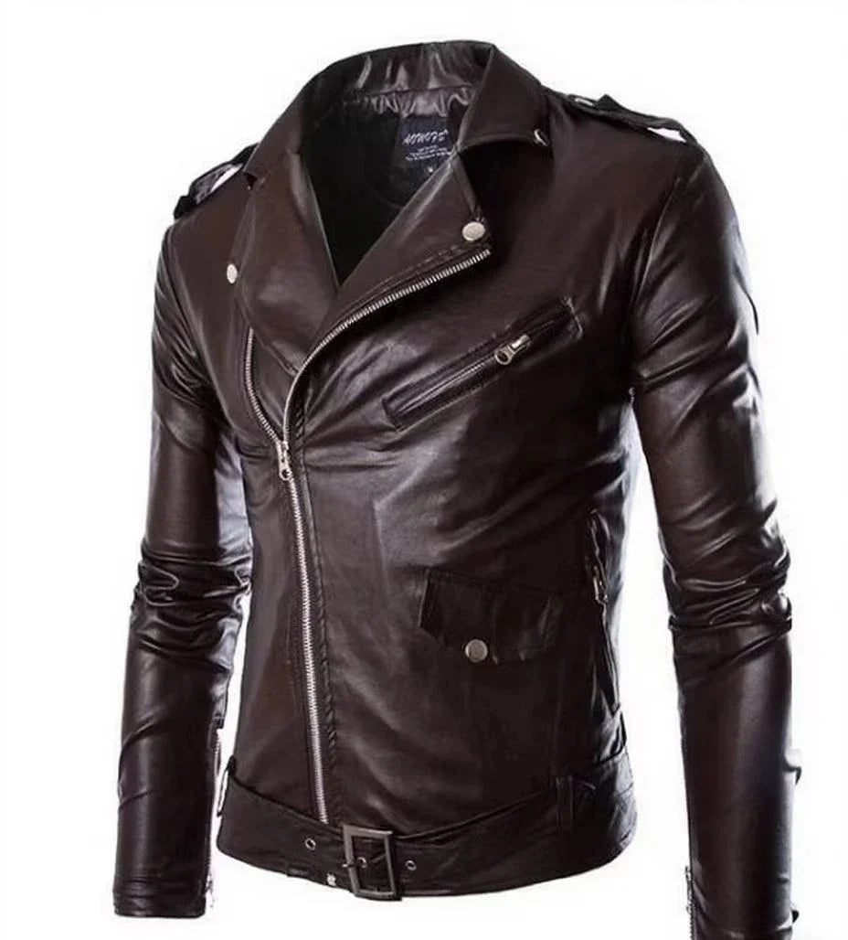 Men's Leather Jacket Motorcycle Biker Jacket for Men Fashion Casual Vintage Coat Plus Size Colorful Jackets Man Jacket Leather