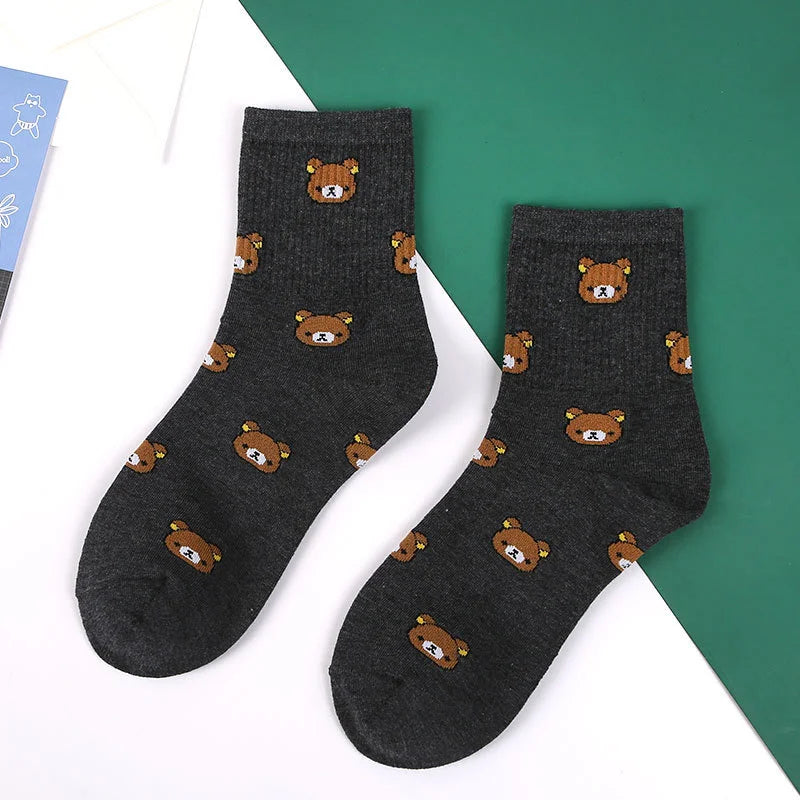 Cute Cow Print Socks for Women White Black Funny Cartoon Animals Sock Girls on Sale Fashion Casual Streetwear Skateboard