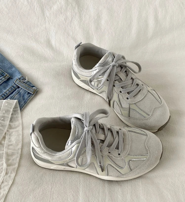 Women Flat Sports Shoes 2026 Spring New Round Toe Soft Sole Anti-slip Wear-resistant Low-top Single Shoe Fashion Casual Sneakers
